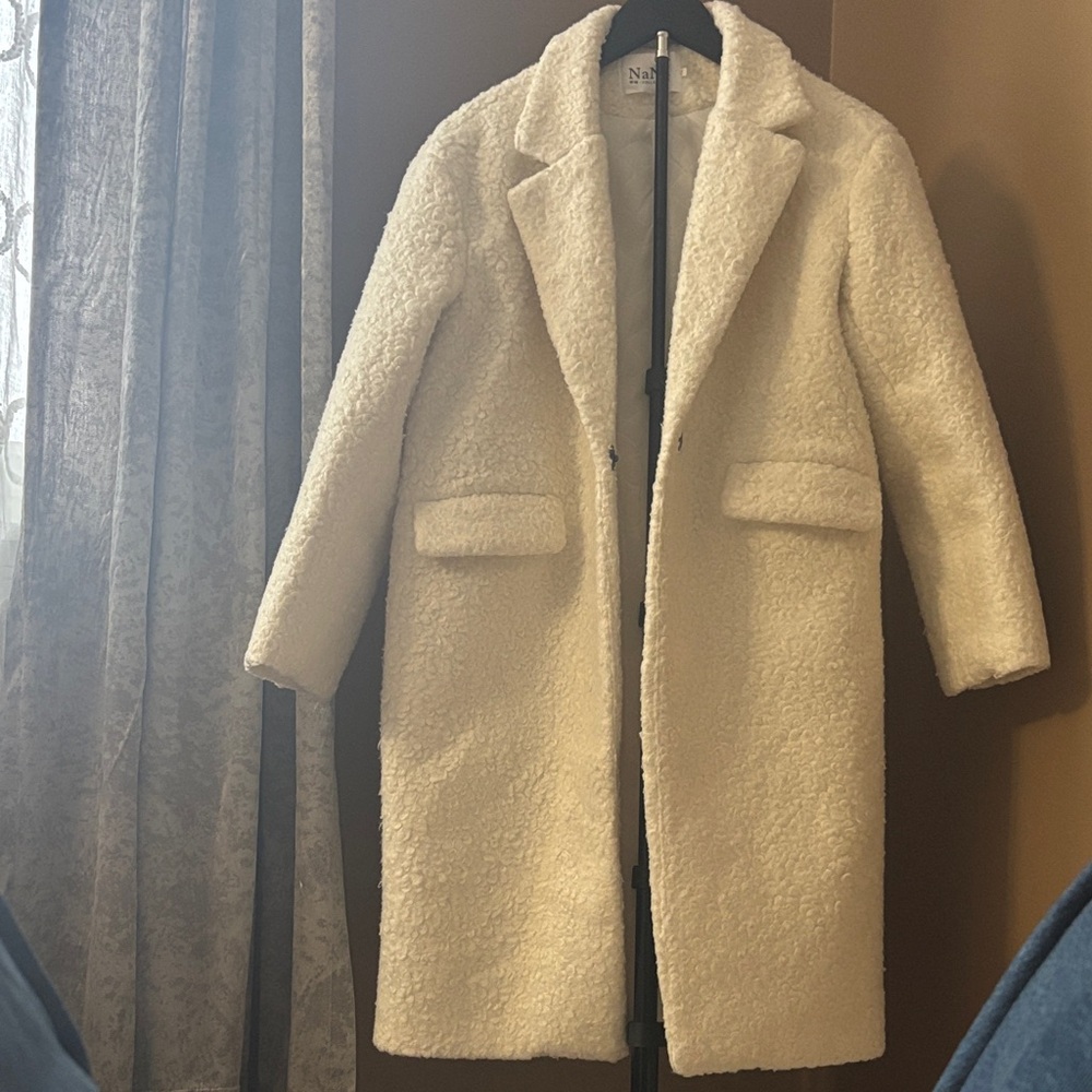 NaNa Cream Textured Bomber Jacket